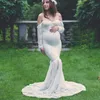 Lace Maternity Dresses Photography Props Sexy Off Shoulder Long Sleeve Maxi Pregnancy Dress Photo Shoot Pregnant Woman Clothes Q0713