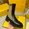 2021 Luxury Designer Women Boots Shoes Knitted Stretch Martin neakers Black Leather Knight Short Boot Design Fashion Casual Shoe With Box Size 35-41