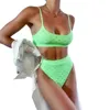 Costumi da bagno da donna Bikini sexy con colori a contrasto senza maniche Sling Top Slip Costume da bagno classico Set di due pezzi con ombelico nudo regolabile