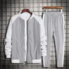 Marka Erkekler Setleri Casual Fermuar Eşofman Bahar Sonbahar Erkek Katı Splice Set Ceket + Pantolon Spor Suit Streetwear Hip Hop 211006