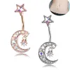Other 1pc Sexy Star Moon Navel Belly Button Rings Piercing Crystal Steel Woman Body Jewelry Barbell Women Accessories