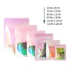 100Pcs Rainbow Transparent Bag Iridescent Zip lock Bags Cosmetic Plastic Holographic Makeup Bags