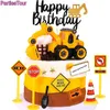 Other Festive & Party Supplies Mini Excavator Cake Topper Roadblock Decorations For Kids Boy Birthday Baby Shower Gifts