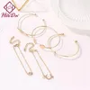 Pieces Women's Gold Alloy Bangle Set Punk Simple Metal Moon Leaf Bracelet Suit 2022 Kpop Fashion Personality Hand Accessories Inte22