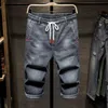 Plus storlek 5xl 6xl 7xl Sky Blue Men Loose Short Jeans Sommar Avancerad Steg Casual Denim Beskurna Byxor Man Märke 210723