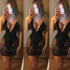 Frauen Kleid Weibliche Ärmellose Tiefem V-ausschnitt Hohe Taille Aushöhlen Sexy Damen Abend Party Club Cocktail Transparente Kleidung 210522