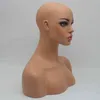 Ny artikel Realistisk kvinnlig svart glasfiber mannequin dummy head byst för spets peruk och smycken visar ems ship3607630