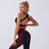Färger Seamless Sport Yoga kostym Kvinnor Gym Kläder Atletisk Slitage Fitnessbyxor Sport Bra Crop Top Long Sleeve Workout Set 210813