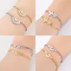 Link, Chain Heart Butterfly Elephant Charm Stainless Steel Link Bracelets For Women Ankle Accessories Party Friends Jewerly Gift