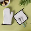 Newsublimation Oven Glove Set Canvas Magnetron Wit Lege DIY Keuken Tool Anti-Scald Warmte Isolatie Tranfer Afdrukken RRB13044