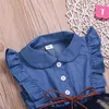 Mode baby jurk set peuter kinderen baby meisjes zomer trendy mouwloze denim mesh jurk baby meisje kleding ingesteld Q0716