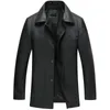 Men's Leather & Faux Genuine Down Jacket Men Natural Fur Liner Coat Winter Mink Collar Cow L170928MY1587