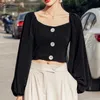 Chemisier Femme Early Spring Tops Female Light Ripe Shirts Solid Color French Vintage Puff Sleeve Blouse Women 9334 210427