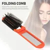 Hair Brushes 5Pcs Portable Folding Comb With Mirror Anti-static High Temperature Resistance Combs For Travel Outdoor (White, Blue, Orang