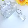 50st Baby Shower Favors Clear Crystal Pacifier med Silver Metal Circle i presentförpackning Nyfödd dop present Birthday Souvenir