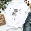 2020 nouvel été fleurs sauvages pissenlit bouquet imprimer femmes t-shirt décontracté blanc t-shirt drôle t-shirt cadeau pour dame jeune fille hauts X0628