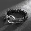80G Heren Biker 316L RVS Figaro Link Chain Dragon Head Bracelet 8.66 '' Black Silver