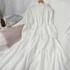 VANOVICH Mode Femmes Robe Style Coréen Couleur Solide Coton Dames Été À Manches Longues Casaul Vêtements 210615