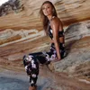 Xmtopye TRACKSUIT 2 Piece Yoga Set för kvinnor Blomstryck Bra och byxor Leggings Running Sports Pass Fitnsportswear Outfit x0629
