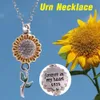 Collier de crémation de tournesol doré en gros, pendentif Cendres, pour commémorer la famille décédée ou pour animaux de compagnie dans mon cœur