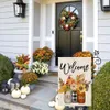 Fall Pumpkins Garden Flag Autumn Welcome Buffalo Check Thanksgiving Yard Flags Farmhouse Double Sided Lattice Vertical Outdoor Dec5363521