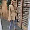 Kadın Geniş Kemer Ince Blazer Yaka Uzun Kollu Ofis Bayan Suit Ceket Moda Sonbahar Yüksek Sokak Hırka Lace Up Blazers 211019