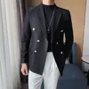 Blazer per abiti da uomo 2021 Blazer doppiopetto retrò da uomo Hombre Giacca casual da lavoro Abbigliamento da strada uniforme