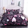 Boniu Colorful Hearts Pattern Bedding Sets 2/3pcs Soft Duvet Cover Quilt Cover Pillow Covers Twin Full Queen Sizes Bed Set 210706