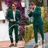 Grön klassisk brudgum Bröllop Tuxedos Mens Groommen Party Prom Byxor Suits Business Work Wear Outfit 2 stycken