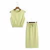 BBWM Women summer Fashion Simplicity Solid Color T-shirt Female Round Neck Sleeveless Chic Suits 210520