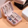 European-style single-layer simple jewelry portable storage box earrings ring pu leather small mini boxs RRF8357