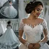 Vestidos De Noiva 2022 New Elegant A Line Long Sleeve Wedding Dress Tulle Appliques Beaded Princess Lace Wedding Gowns plus size