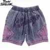Hip Hop Cargo Shorts Streetwear Broderie Rayé Denim Shorts Harajuku Jogger Shorts D'été Hommes Denim Poche Courte Coton 210322