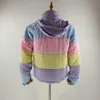 Inverno Addensare Arcobaleno Contrasto Donne Down Piumino Studente Imbottito Studente Cappotto invernale Donne calde College Parka Femmina 210819