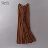 Moda mujer verano apretado cuerpo plisado lápiz falda sólido sexy elástico alta cintura largo 220310