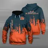 Luvtröjor herr Sweatshirts Cincinnati Långärmad Casual Stitch Design Tecknad Tigertryck 3d-tröja för höst och vinter