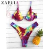 Zaful Plange Bikini Teas Teas Brace Onewire Bikini Set Spaghetti Ремни Купальник Эстетический сексуальный купальный костюм Женщины Купальники 2021 Y0820