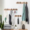 Home Storage Household Products Wall Mounted Coat Hook Wooden Rack Clothes Robe Towel Hanger Hat Bag Hooks Living Bedroom 210609