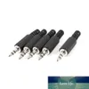 5pcs / lot 3.5mm Connettore per cuffie maschile Due tappo Audio Jack Plug 3,5 mm con custodia in plastica nera taglia 5 x 0,9 cm