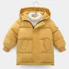 Crianças para baixo casacos para meninos outono jaquetas de crianças com capuz para meninas Candy cor quente 4-12 anos Outerwear roupas 211204