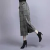 Vintage alta cintura xadrez saia mulher mulher quente lã mulher saia lápis feminino estilo coreano elegante senhoras escritório midi saia 210619
