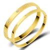 Edelstahl Kristalle Armreifen Armbänder für Frauen Mode Rose Gold Farbe Offene Manschette Armreifen Klassischen Schmuck Q0719