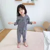 Spring Baby Pajamas Sets Yellow Black Plaid Embroidery Home Suits Sleep Swear Kids Clothes E 210610
