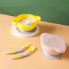 Baby Suction Cup for Infant Feeding Eating Food Bowl Anti Falling Children Dishe Plate Sets Kids Tableware Sets with Straw Spoon G1221