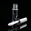 1.2ML Empty Transparent Lip Gloss Containers Tubes Vials Bottles Clear Body Black Gloss Lid Brush Tip Applicator Wand for DIY