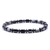 Bracelet à la mode Élastique Douleur Thérapie Soulagement Perle Cylindre Charme Hommes Hématite Bracelet