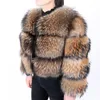 Maomaokong Winter Style Jacket Kvinnors Tjock Fur Coat Real Raccoon Fur Jacka Högkvalitativ Raccoon Fur Coat Round Neck Warm 211018