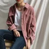 New Harajuku Corduroy Jackets Women Winter Autumn Coats Plus Size Overcoats Female Big Tops Cute Jackets Solid Color Clothing 210426