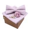 Solid Color Super Soft Suede Men Cotton Bow Tie Handkakor Brosch Set Bowtie Bowknot Pink Blue Butterfly Wedding Novelty Gift5902536