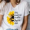 Women's T-Shirt Women Tshirts Cartoon Bee Floral Fashion Stylish Print Female Graphic T Top 90s Sweet Short Sleeve Shirt Tee